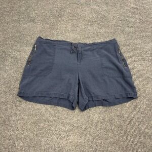 Supplies Shorts Womens 18W Blue Linen‎ Rayon Blend Elastic Waist Utility Casual